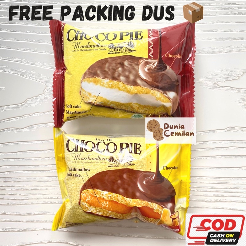 [TERMURAH!] Lotte Chocopie Satuan 28gram - Bolu lembut marshmallow coklat richeese