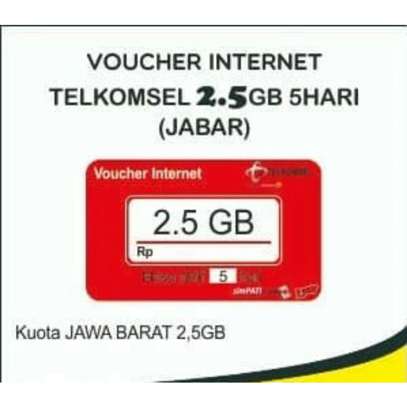 voucher telkomsel 2,5 gb 5h kirim kode via chat