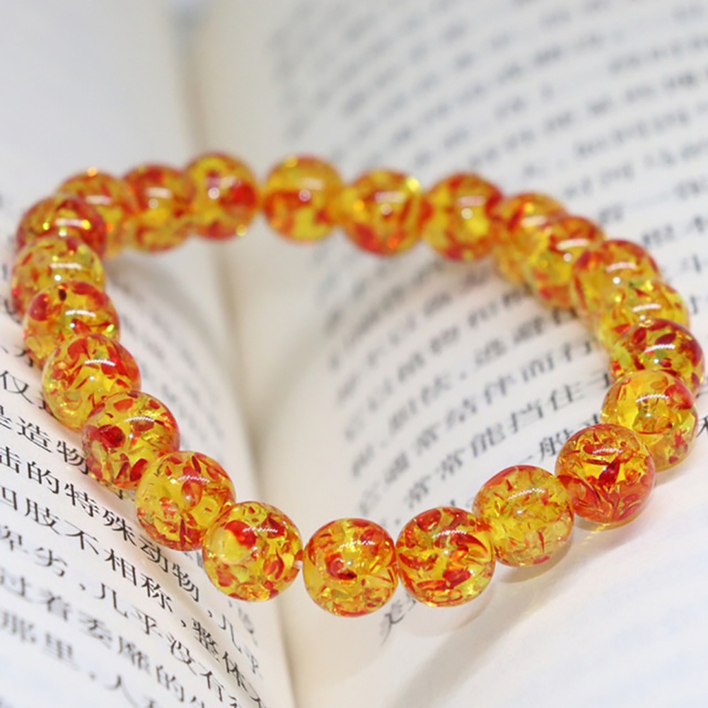 Hu Hu Hu Hu Hu Alat Bantu Pasang Kacamata♡ Gelang Manik-Manik Batu Amber Buatan Ukuran 8mm / 10mm Untuk Pria Dan Wanita