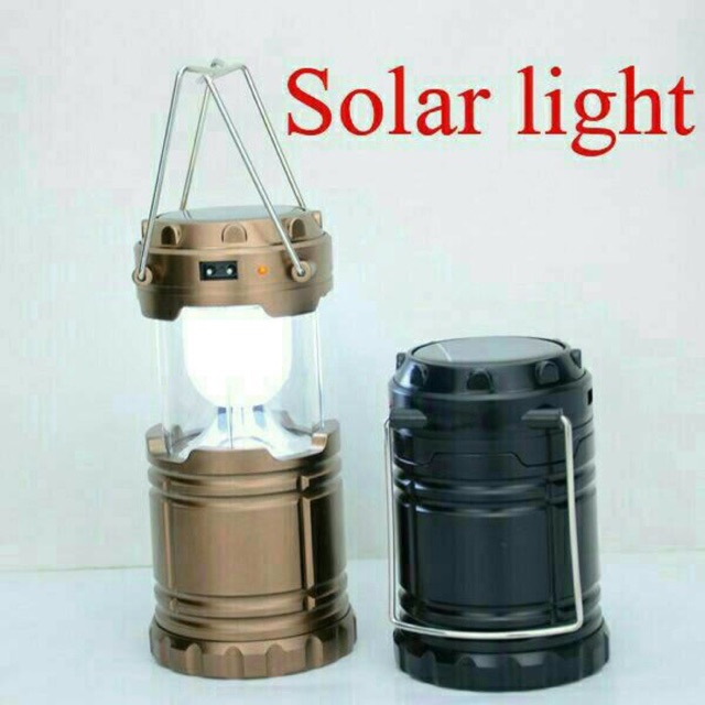 Lampu Camping Lantern Solar / Lampu Emergency Badai + Power Bank + Bisa Pakai Batrai / lentera tarik