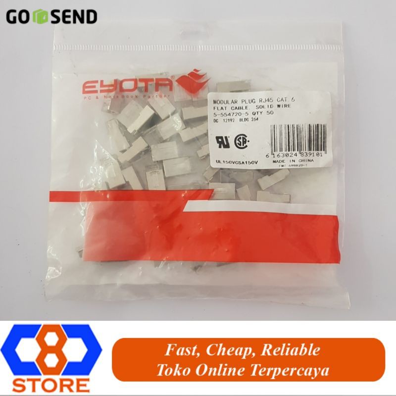 CONNECTOR RJ45 KONEKTOR RJ45 EYOTA CAT 6 BESI 50 PCS