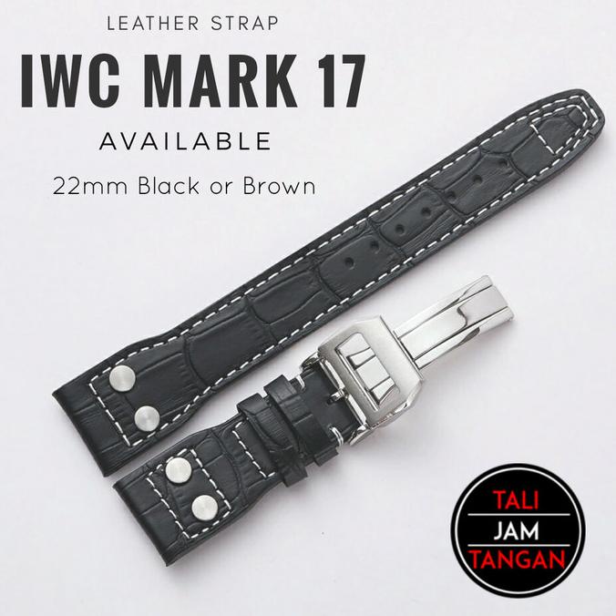 22mm IWC Mark 17 Leather Strap Tali Jam Tangan Kulit Asli IWC - Cokelat Tua