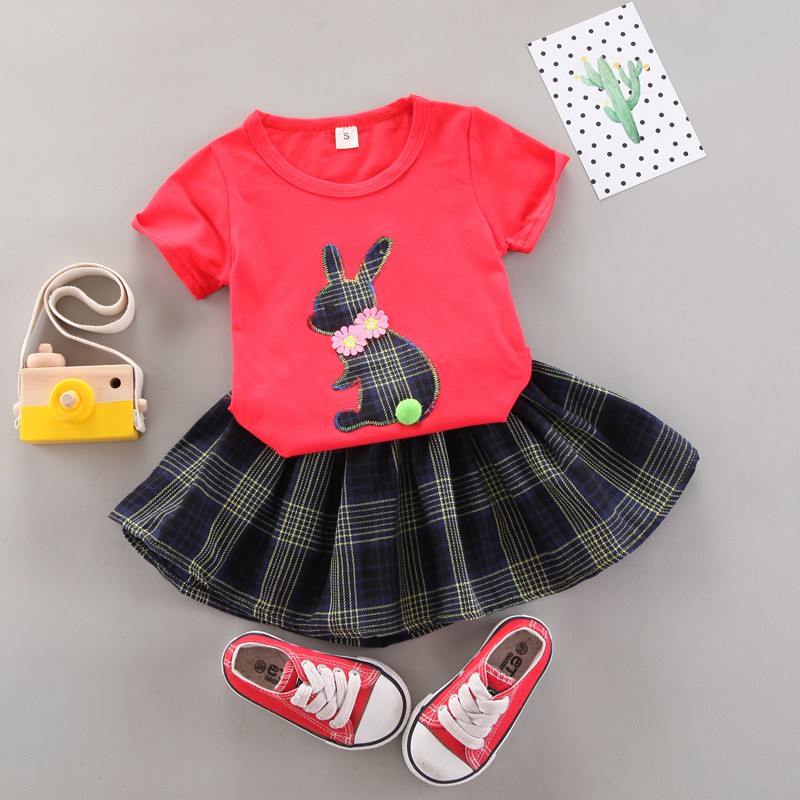 Baju anak perempuan celana rok + kaos katun premium set anak cewek import BUNNY MB STLNG03