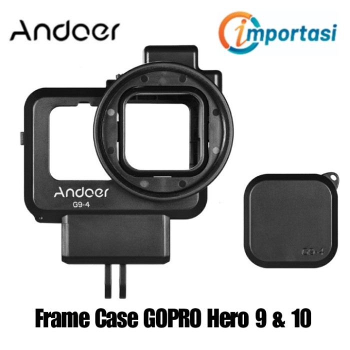 ANDOER Frame Vlog Case GoPro Hero 9 &amp; 10 Cage Housing Cold Shoe 55mm Adapter