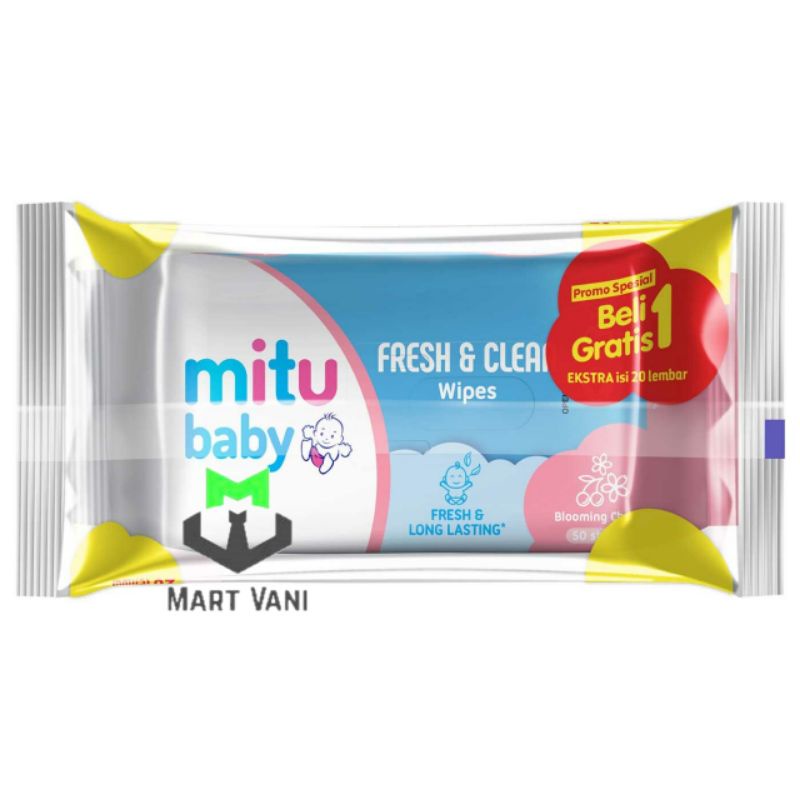 MITU TISU BASAH 40'S+10'S  PINK BELI 1 GRATIS 1(TOTAL 100'S)