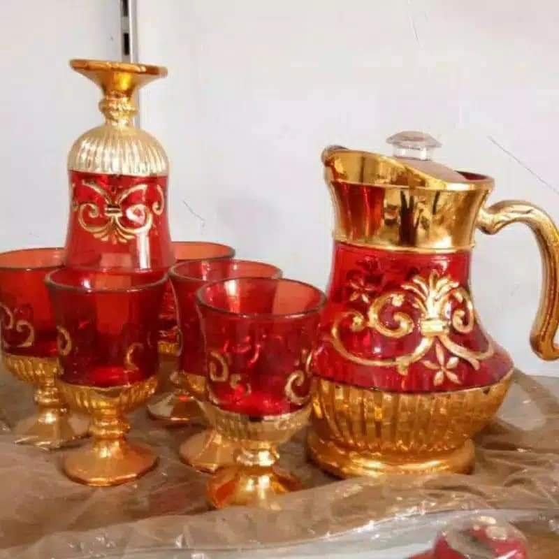 grosir teko dan gelas shinil kecil teko set Arab Eskan oleh oleh haji dan umroh bahan beling atau ka