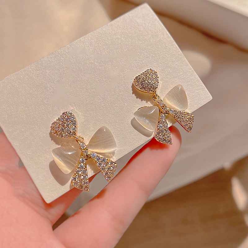 Anting Tusuk Wanita Bentuk Pita Hias Opalberlian Imitasi Untuk Musim Panas