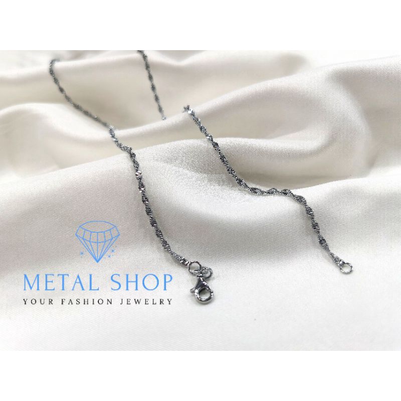 Kalung Pria Wanita Rhodium Model Borsalino Panjang 42CM