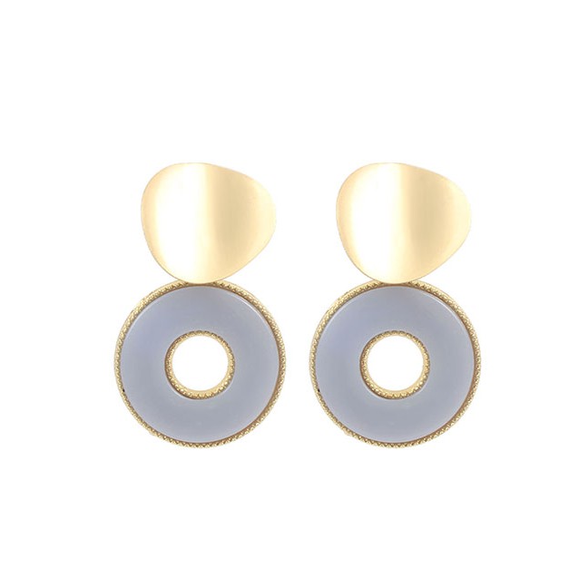 LRC Anting Tusuk Fashion Alloy Circle Acrylic Earrings F58347