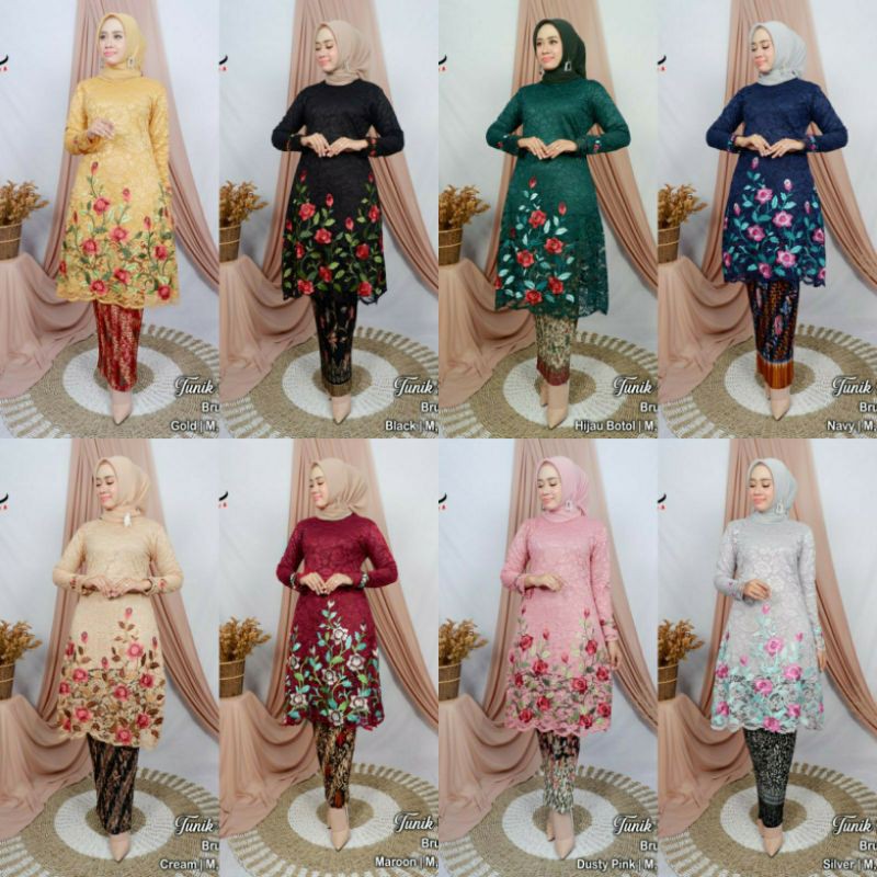 KEBAYA ORIGINAL //SETELAN TUNIK BRUKAT BORDIR//By.adelia kebaya