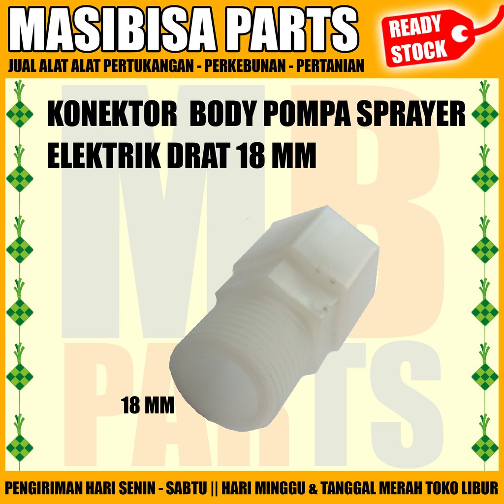 KONEKTOR BODY / SELANG KNAPSAK / SPRAYER ELEKTRIK DRAT LUAR/DALAM 18MM