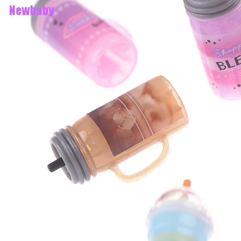 (Newbaby) 3pcs / set Mainan Miniatur Botol Minuman Jus Skala 1: 12 Untuk Aksesoris Rumah Boneka