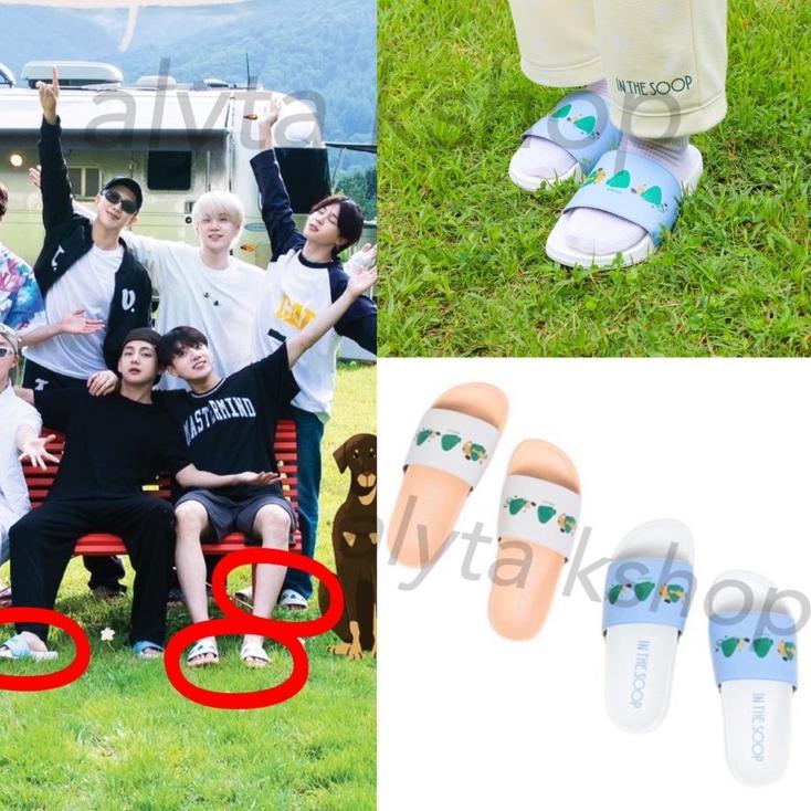 SANDAL SLIDE WANITA IN THE SOOP BIRU BTS KOREA TERMURAH / SANDAL SELOP DISTRO REMAJA / SENDAL SANTAI CEWEK KASUAL KEREN