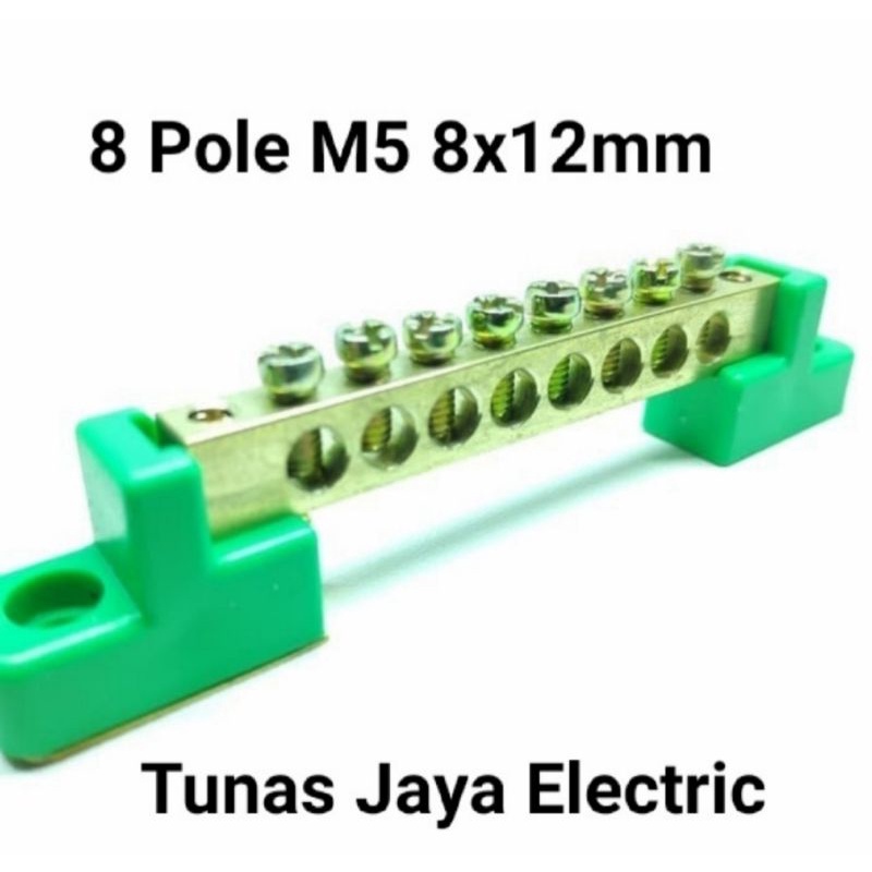 Terminal Blok Grounding 8 Pole M5 8x12mm KUNINGAN