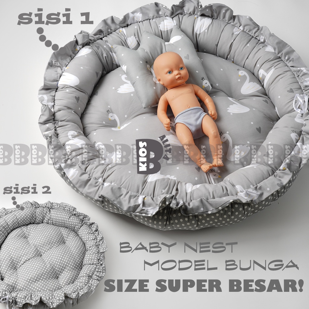 PREMIUM KASUR BAYI FREE BANTAL PEYANG BABY NEST MODEL BUNGA KOLAM MULTIFUNGSI PLAYMATE BISA BOLAK BALIK