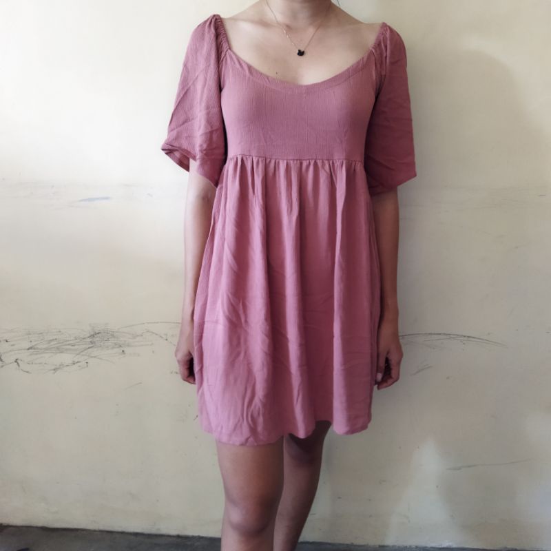 mini dress rayon polos dan kringkle polos