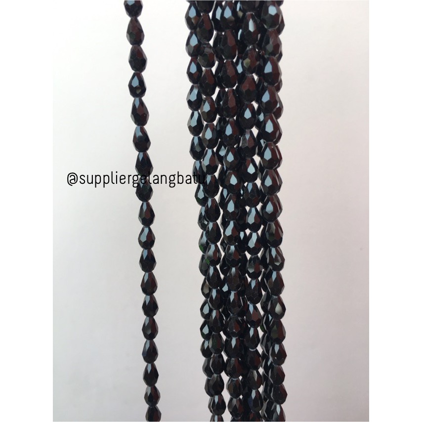 kristal Ceko tetes 10 x 6mm BLACK DOFF crystal hitam bross PREMIUM aksesoris craft fashion luxury