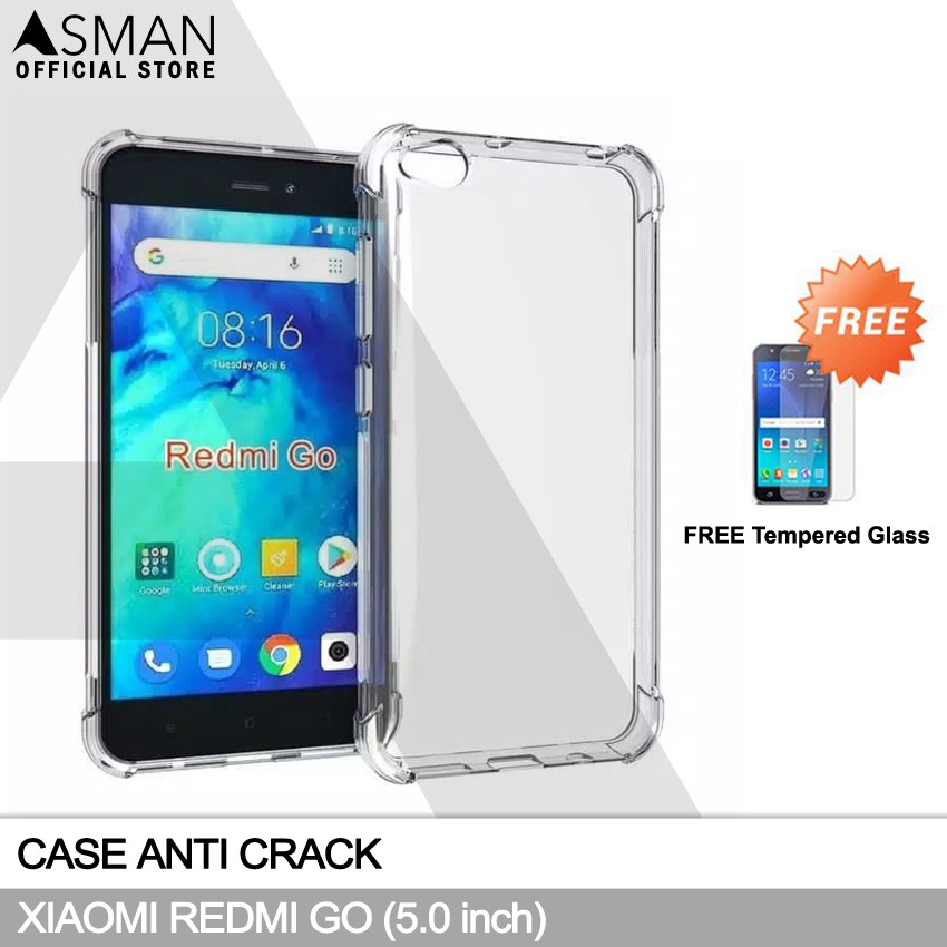 Anti Crack Xiaomi Redmi GO (5.0&quot;) | Soft Case Anti Bentur + FREE Tempered Glass