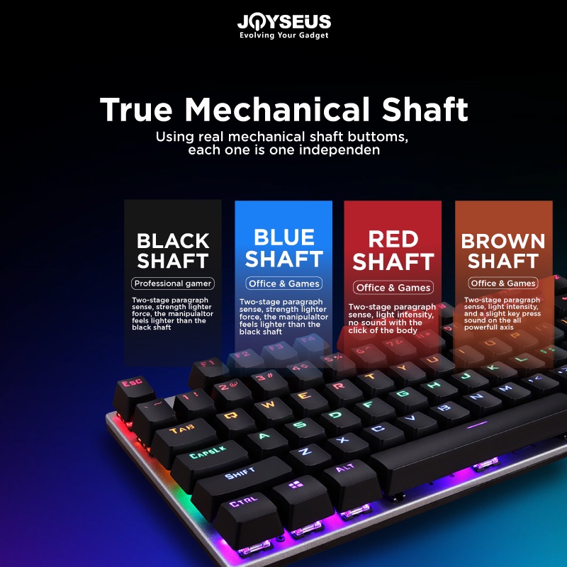 Joyseus Keyboard mechanical komputer Gaming USB Cable RGB Tahan Air - KEY01-1
