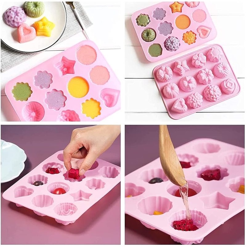 Flowers Silicone Non Stick Cake Baking Molds For Chocolate ，Candy ， Muffins ，Cake