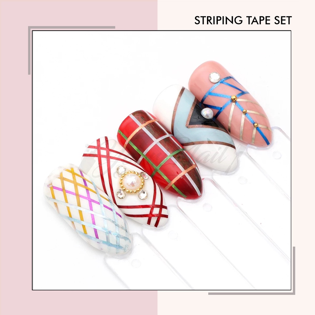 Striping tape set 3pcs stripping tape sticker kuku stiker nail art stripe