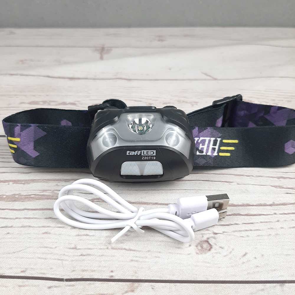 Senter Kepala Headlamp Flashlight Rechargeable USB + Motion Sensor - TaffLED  Z20T19