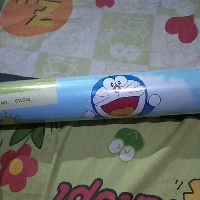 Grosir Murah - Wallpaper Sticker Dinding Kartun Doraemon Perahu Layar Awan Balon Udara Lucu Dekorasi