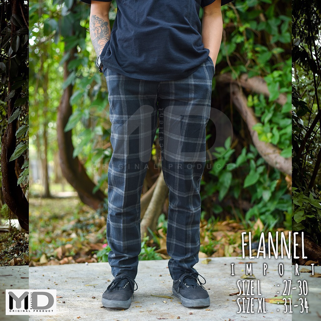 Premium(Realpic) Celana Tartan Import - Celana Panjang Kotak Kotak - Celana Motif Salur Flannel