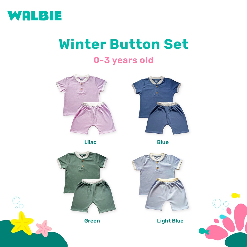 Unisex Walbie Winter Button Shirt Set 006 ( BISA TUKAR SIZE ) Unisex Cotton Kaos Celana Anak Bayi Polos Basic Tshirt Atasan 0 Bulan - 4 Tahun Baju Bayi Unisex Laki laki Perempuan celana katun anak bayi