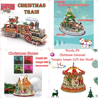 [ORGM] *Natal* Mainan Edukasi Puzzle 3D Food Truck Xmas Train