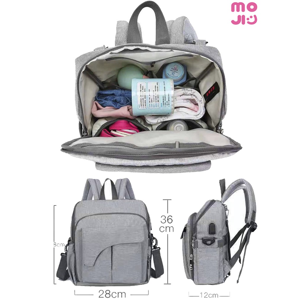 Moji- Diaper bag 2in1 / Tas Popok Bayi / Tas Perlengkapan Keperluan Bayi / Traveling Bayi / Diaper Bag Multifungsi