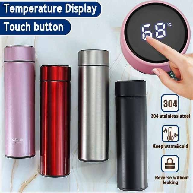 TERMOS Air Panas Tumbler Suhu LED GLOSSY stainless Steel Vacum Flask Botol 500ML