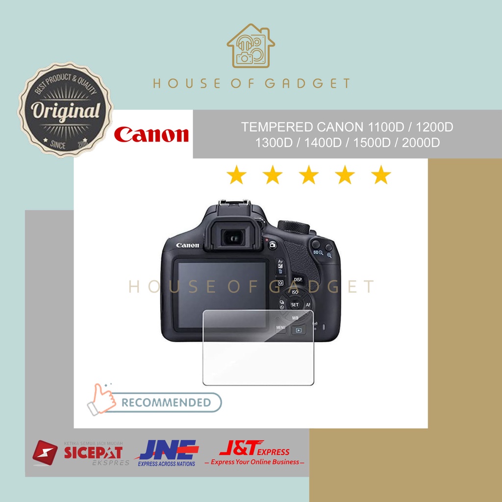 Screen Guard Protector Tempered Glass Mirrorless Canon 1100D / 1200D / 1300D / 1400D / 1500D / 2000D