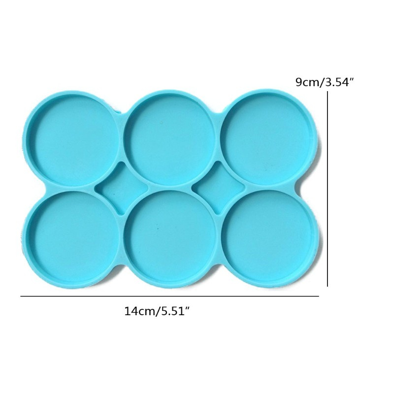 Glitter Round Coaster Resin Epoxy Silicone Molds 6-Bundle Disc Circle Tray with Hole Jewelry Casting Necklace Pendant Keychain Charms Non-Stick DIY Molds