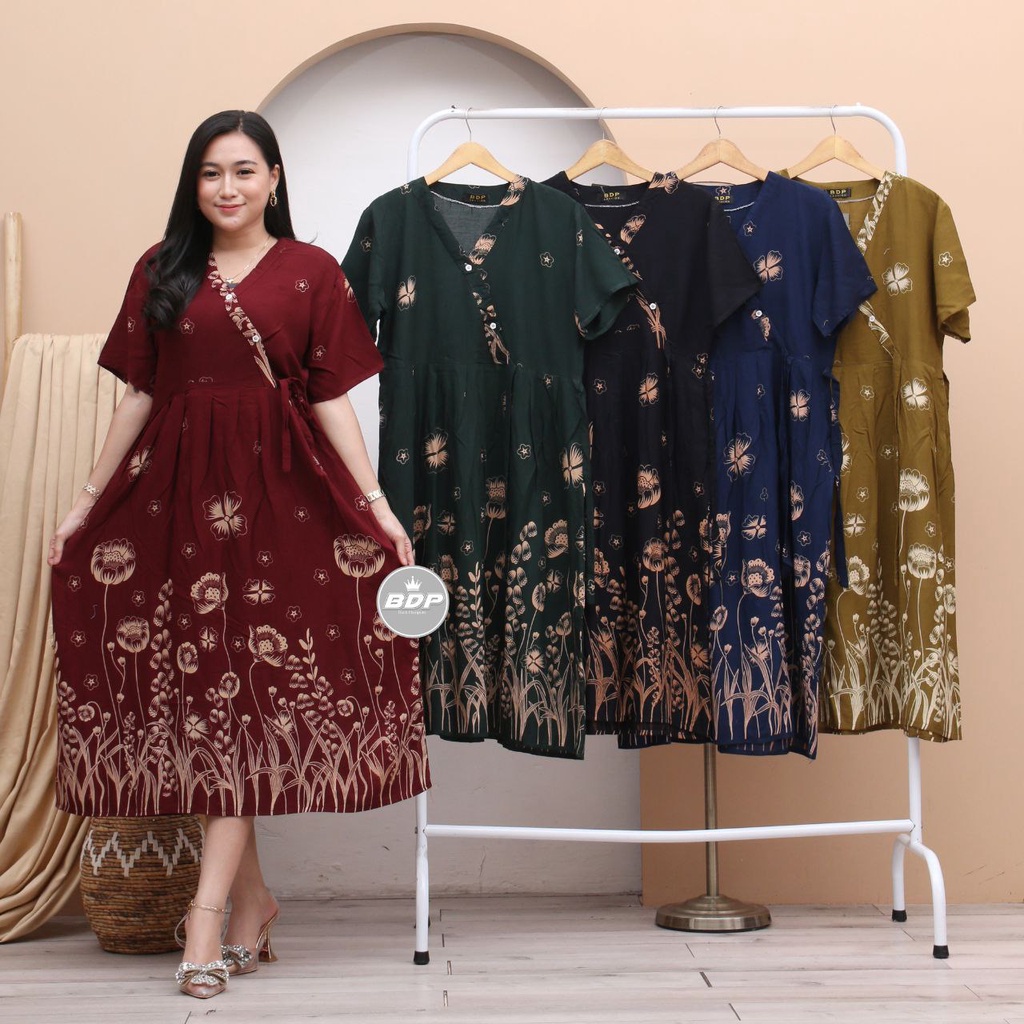 Dress Kimono Rayon Busui | Baju Tidur Wanita Daster Kekinian Kancing Depan