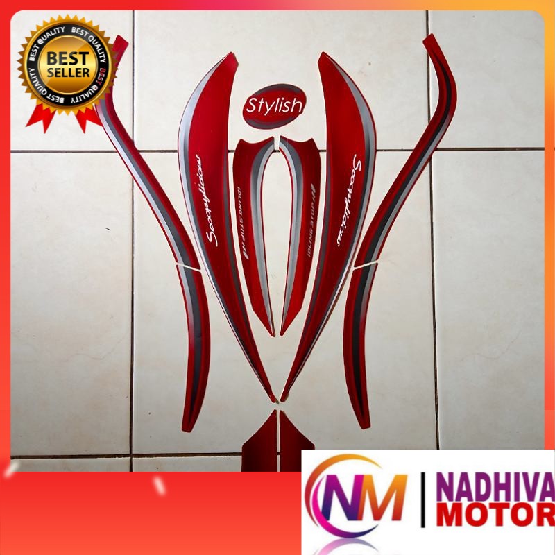 stiker motor scoopy stylish 2018 merah