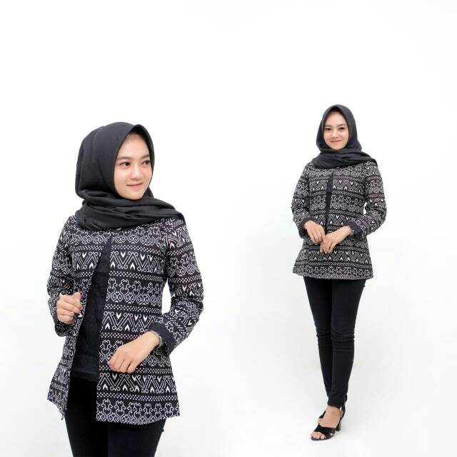 Blus batik kacing depan boleroo