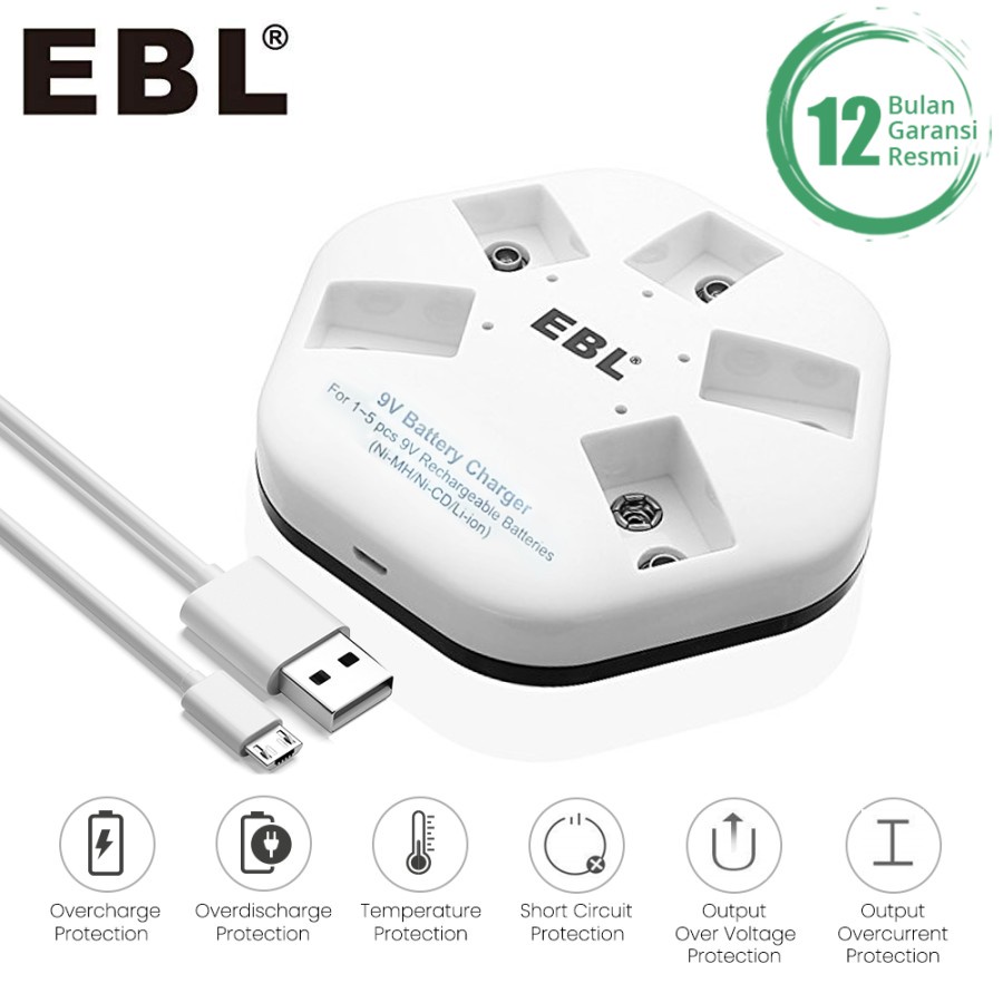 EBL 9V Rechargeable Ni-Mh / Ni-CD / Li-Ion Battery High Capacity Long