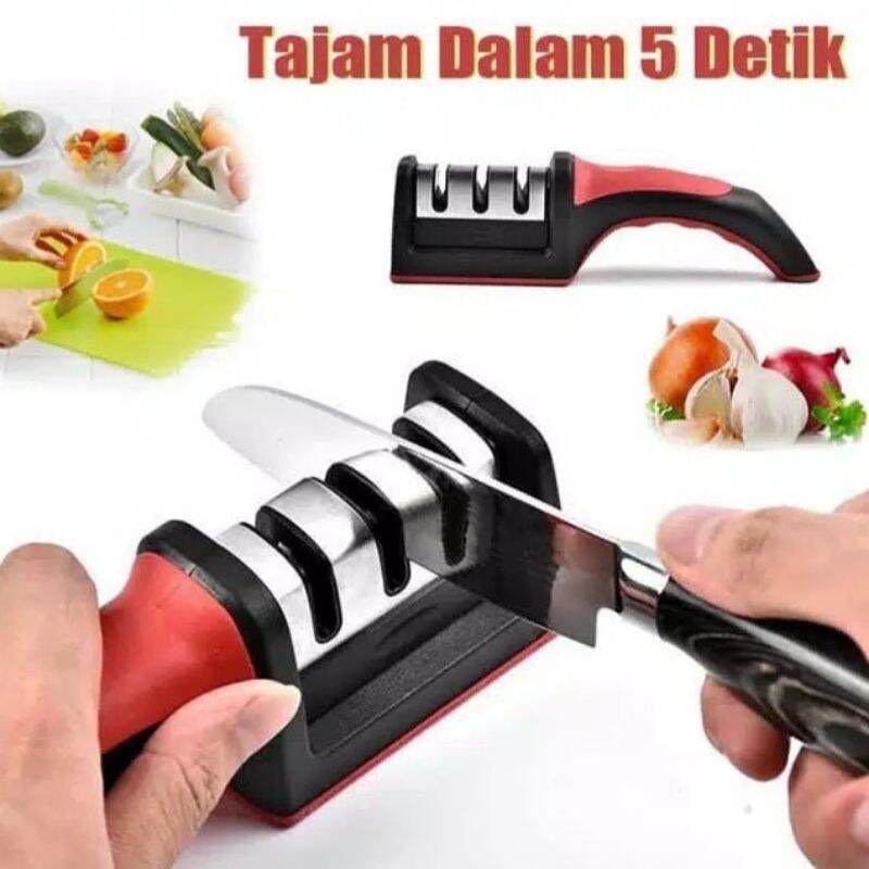 BOP ALAT ASAH / PENGASAH PISAU 3 IN 1 STAINLESS KNIFE SHARPENER KUALITAS PATEN