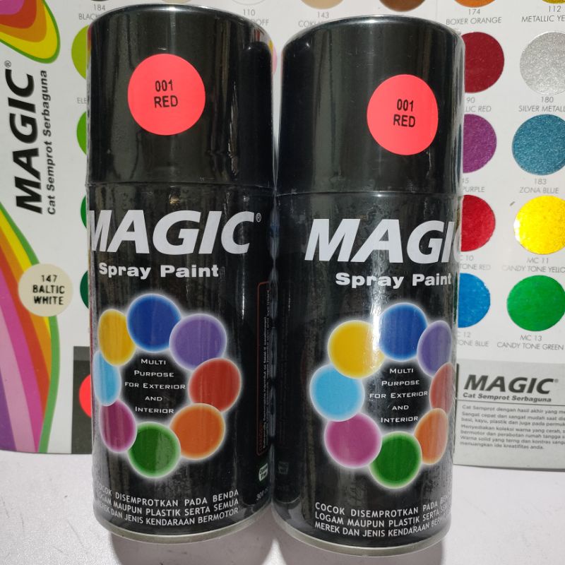 Cat Semprot Serbaguna Magic Ready Berbagai Varian Warna Stabilo Green Orange Red Pink Yellow Kuning Merah Hijau Merah Clear White Pilox Pilok Magic Spray Paint 300cc