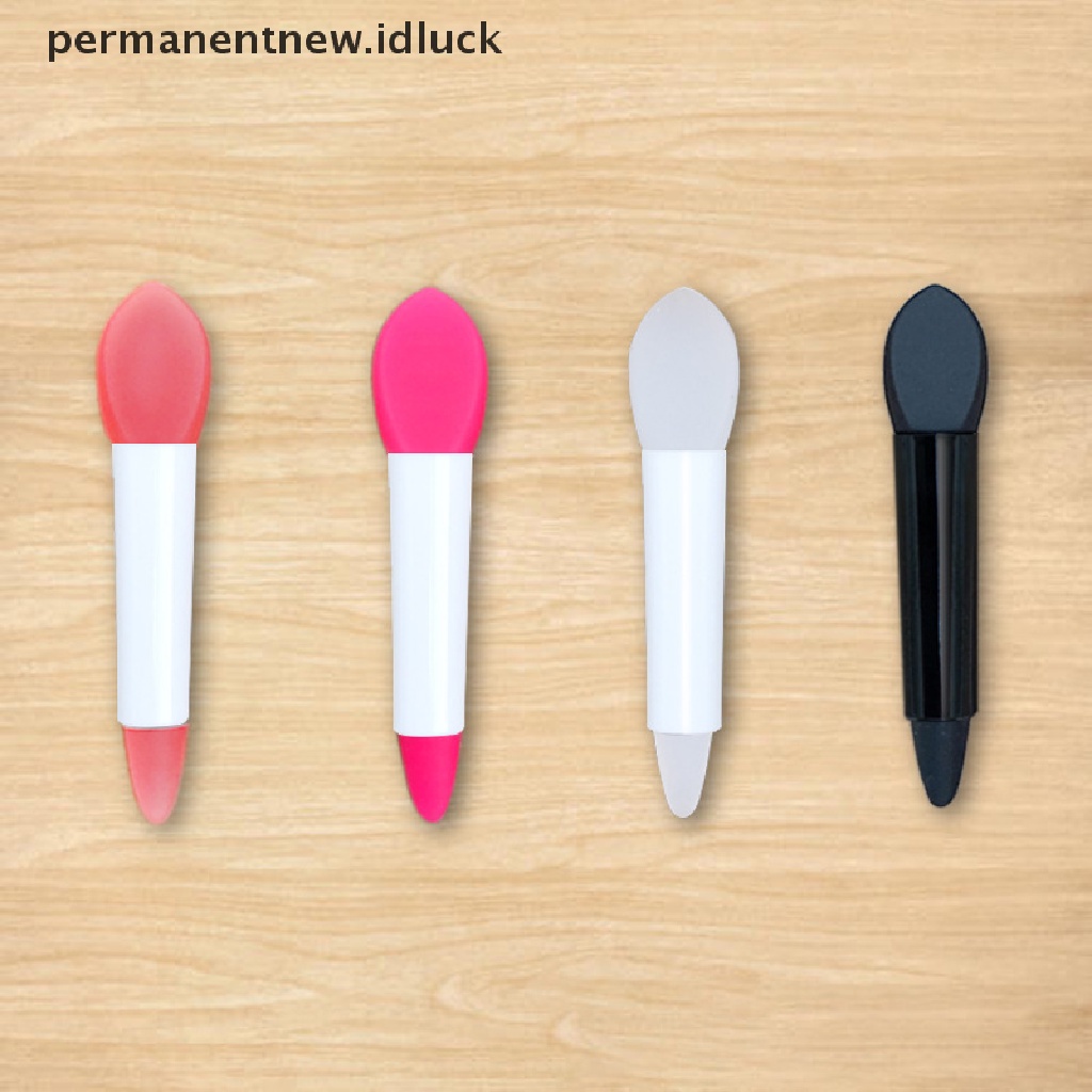 Luckypermanent Brush Silikon Mini Kepala Ganda Warna Pink Untuk Masker Bibir