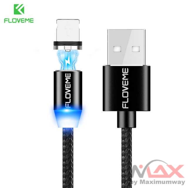 Floveme Kabel Charger Magnetic USB Type C 1 Meter Charging phone HP mobil handphone aksesoris phone FLOVEME Magnetic Cable 1m Braided Mobile LED Type C Micro USB Magnet Charger Cable For Apple iPhone X 7 8 6 10 Xs Max XR Samsung