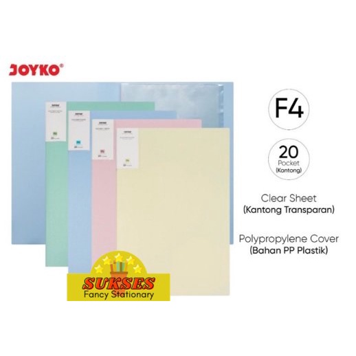

DKF420 Document Keeper Clear Holder Map File Dokumen Folder Joyko DK Pastel F4 folio isi 20 lembar