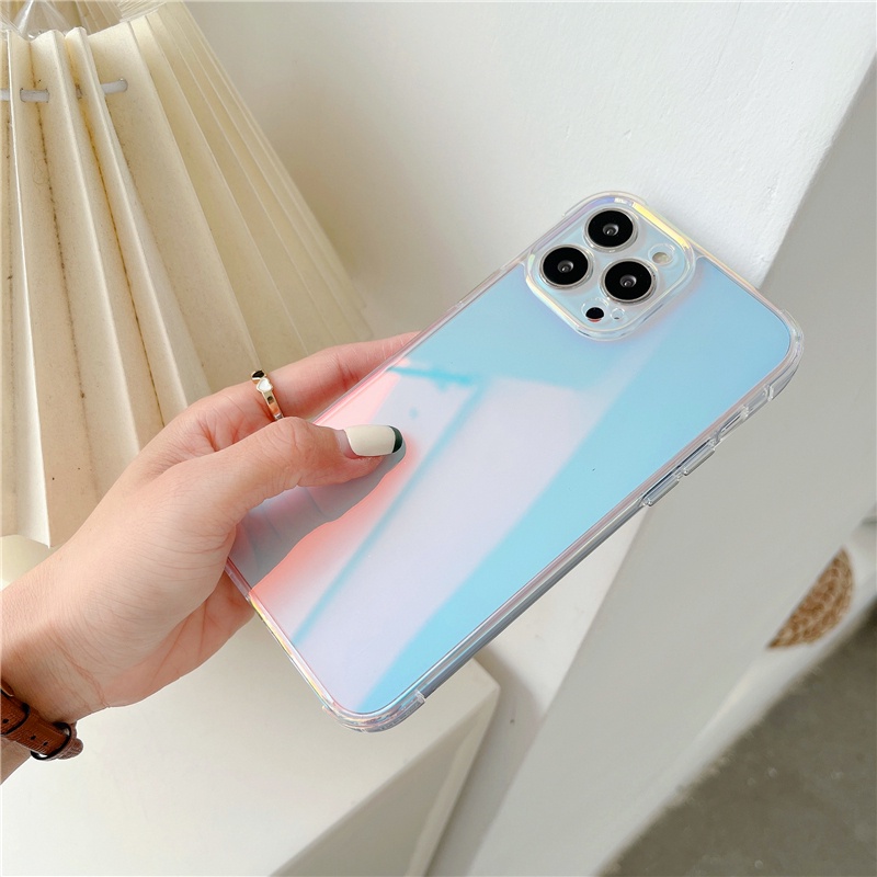 Hard Case Transparan Warna Gradasi Untuk iPhone 12 13 Pro MAX 11 Pro MAX X XS MAX XR