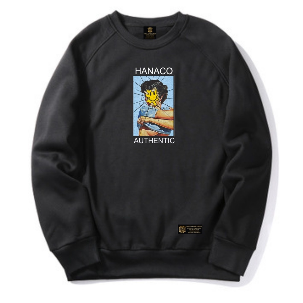 Sweater Pria Distro Japan Crewneck Hitam Sablon Suiter Cowok Jumbo Switer Krunek Oversize Bigsize