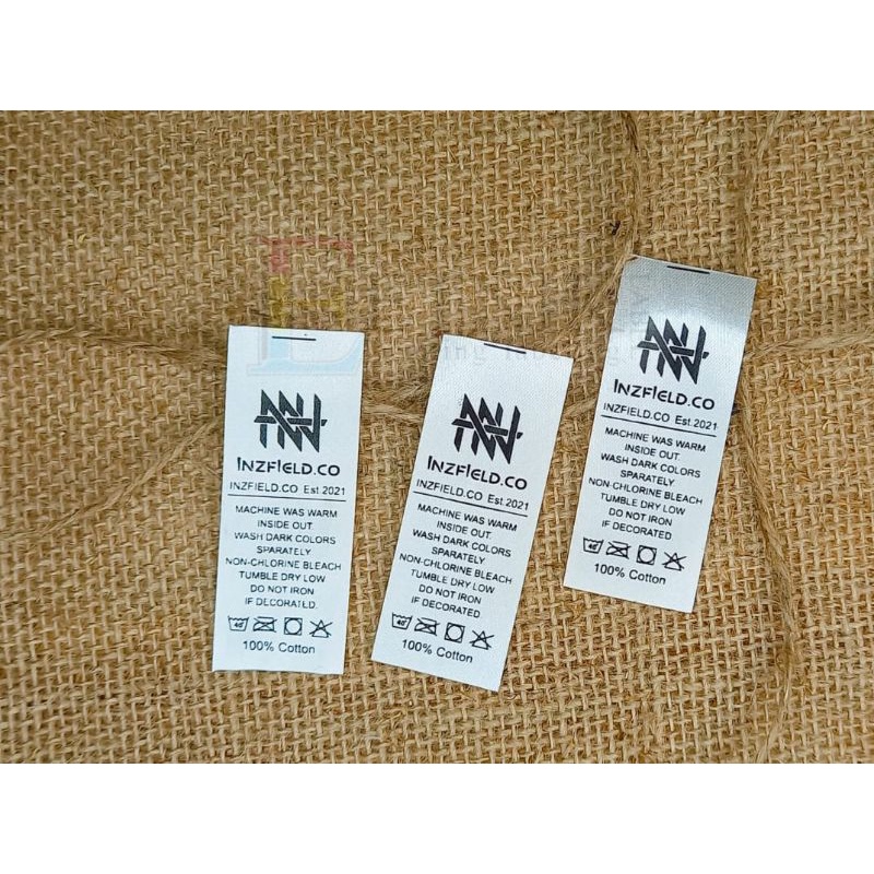 

satin print satin rajut label washing tag label baju