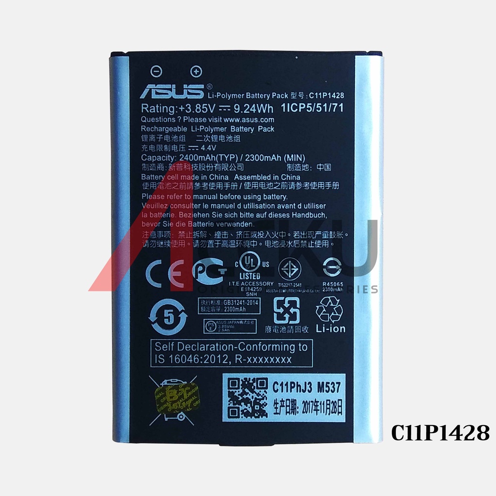 [C11P1428] aterai Asus Zenfone 2 Laser 5 inch Z00RD Z00ED ZE500KG ZE500KL C11P1428 Original OEM Batre Batrai Battery