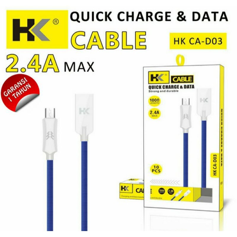 Kabel Data Charger Fast Charging HK D03 Type C Quick Charge 2.4A Cable Data Charger Tipe C HK-D03