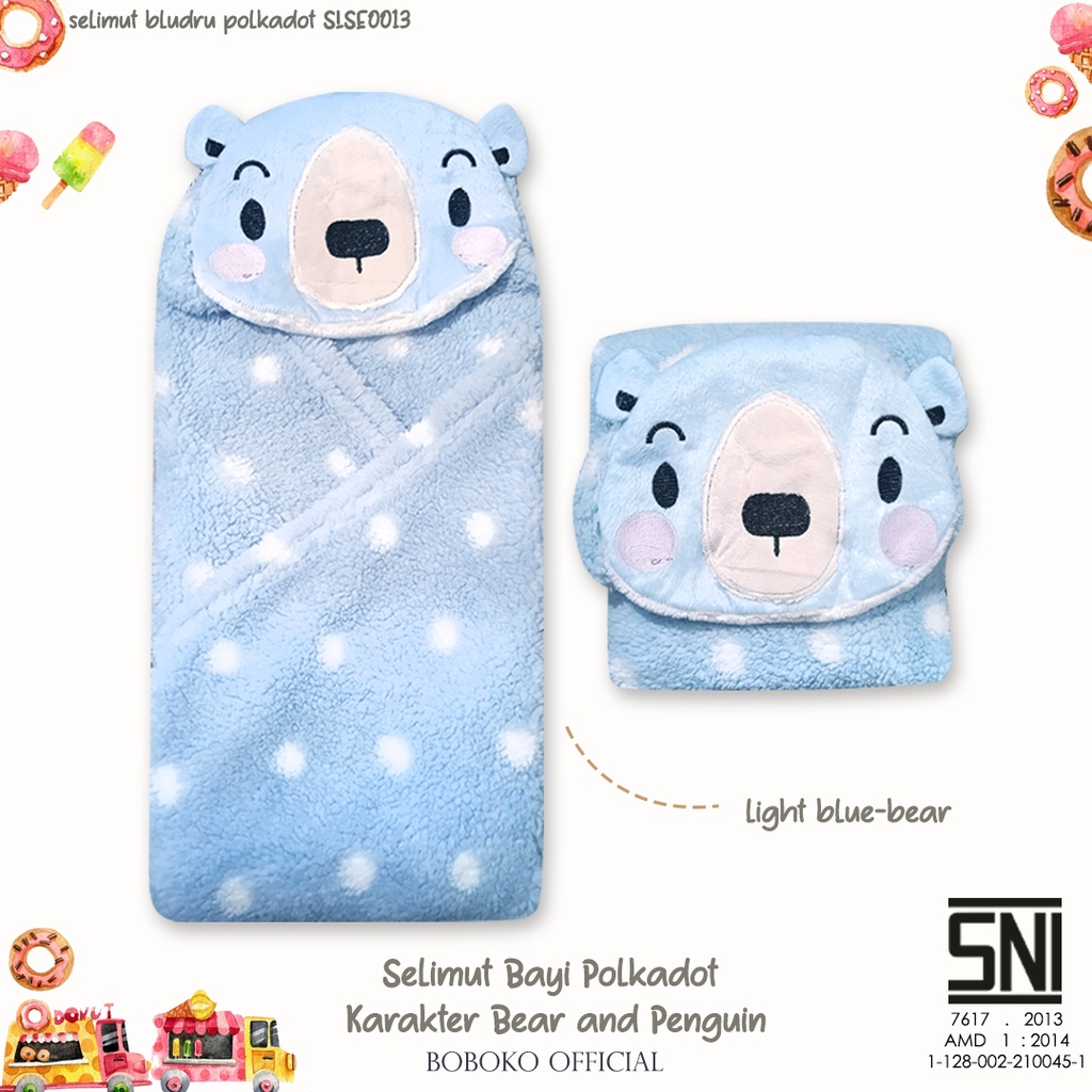 BOBOKO Selimut Bayi Bulu Premium Bear and Penguin 78x71 SLMT2