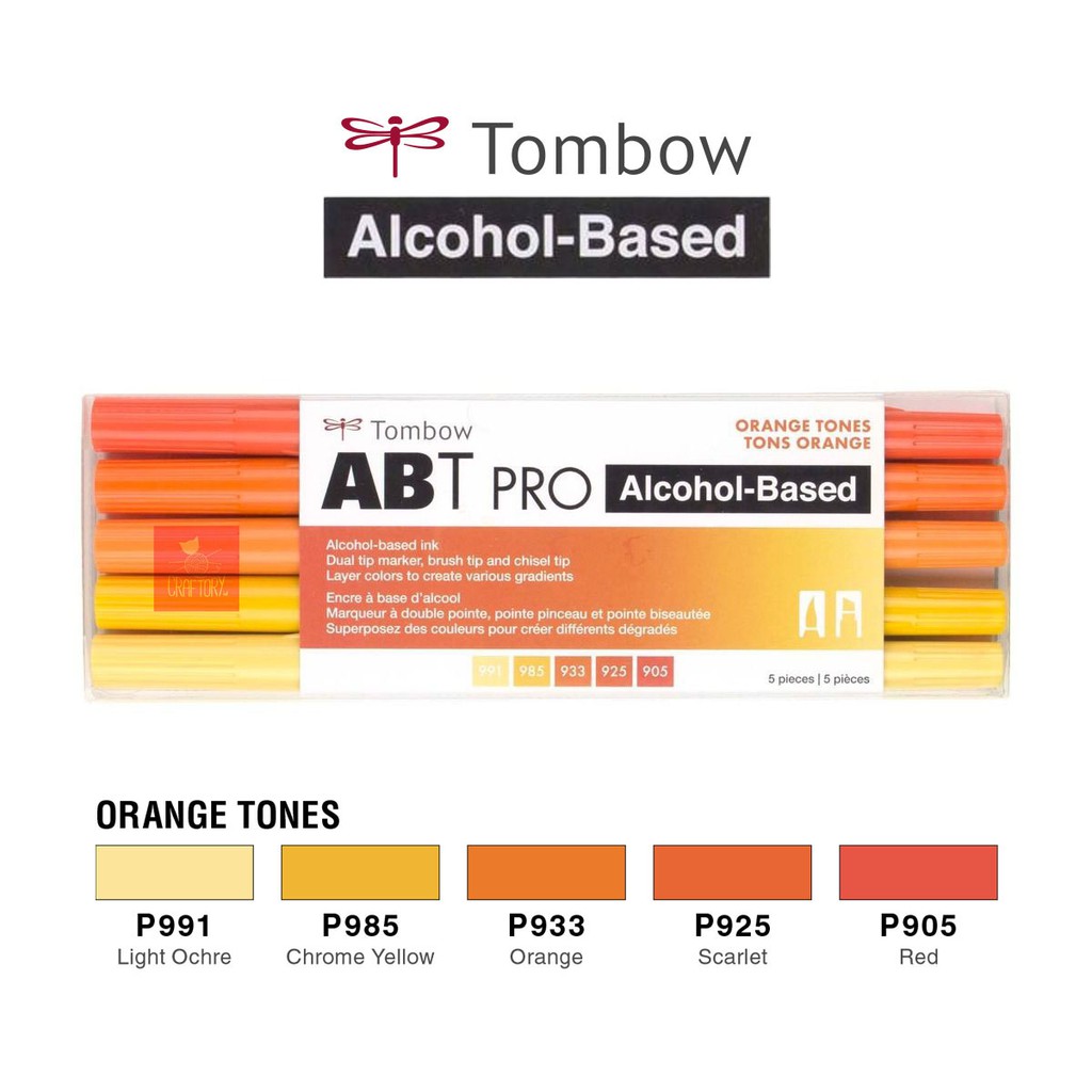 

Tombow ABT Pro Art Markers - Orange tones set 5 Colours Pen Brush